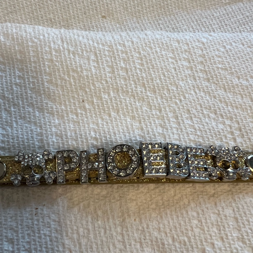 Dog collar name “☠️Phoebe☠️” 16 Inches Rhinestones